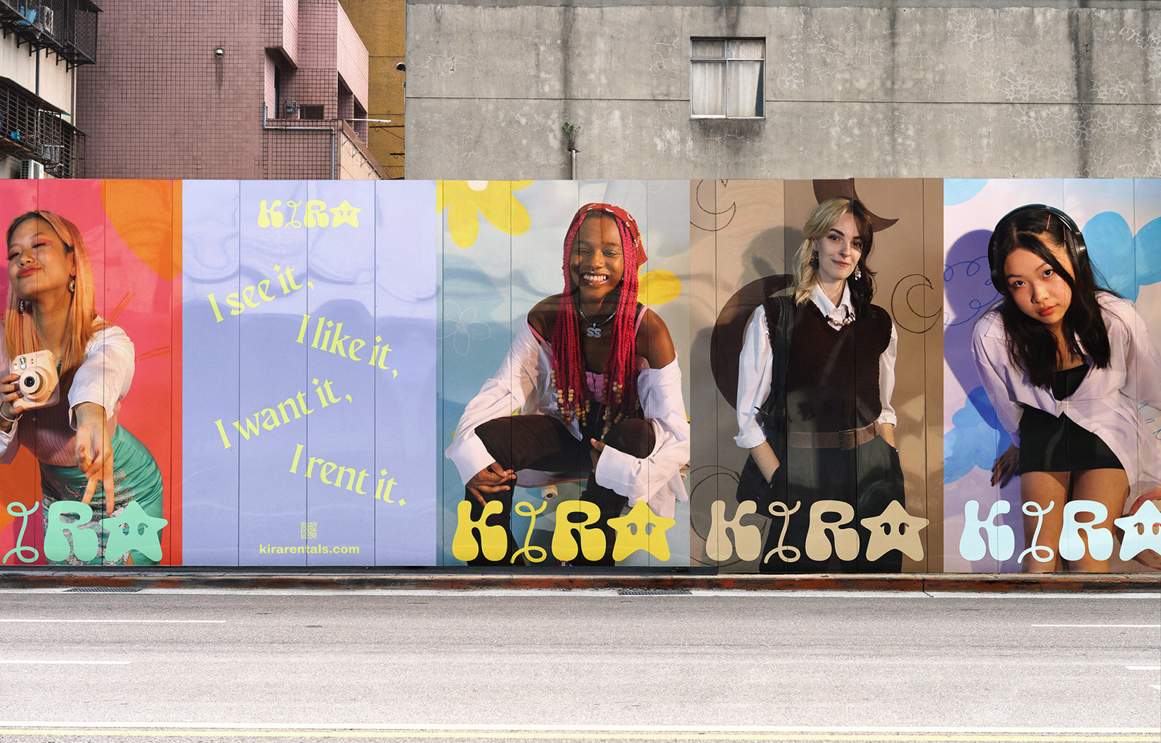 Fence construction billboard fashion posters.