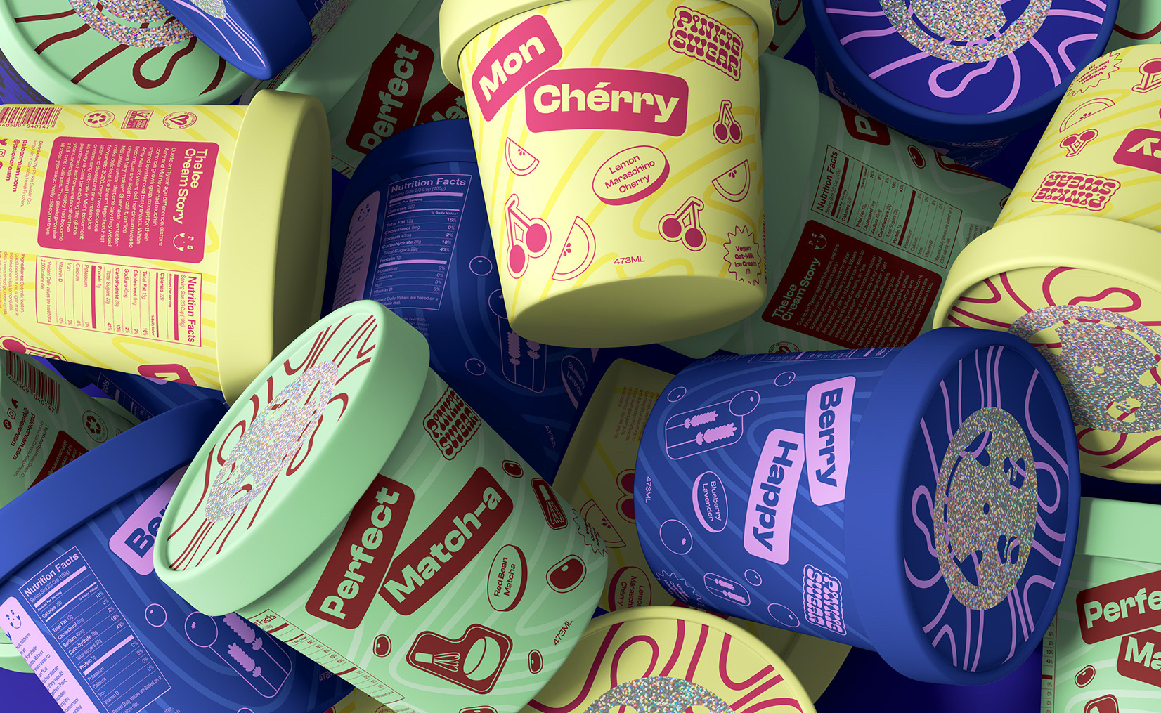 A collection of ice cream tubs with nice packaging.
